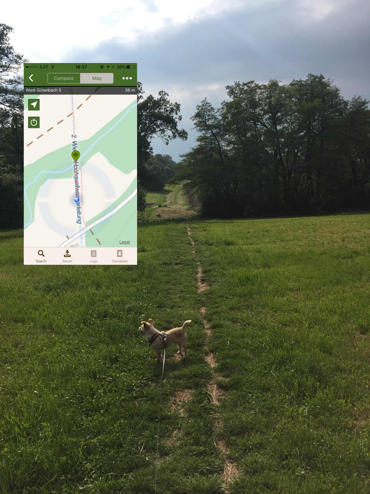 Blick über die zweite Wiener Hochquellwasserleitung, man beachte auch den kaum vorhandenen EDGE-Empfang